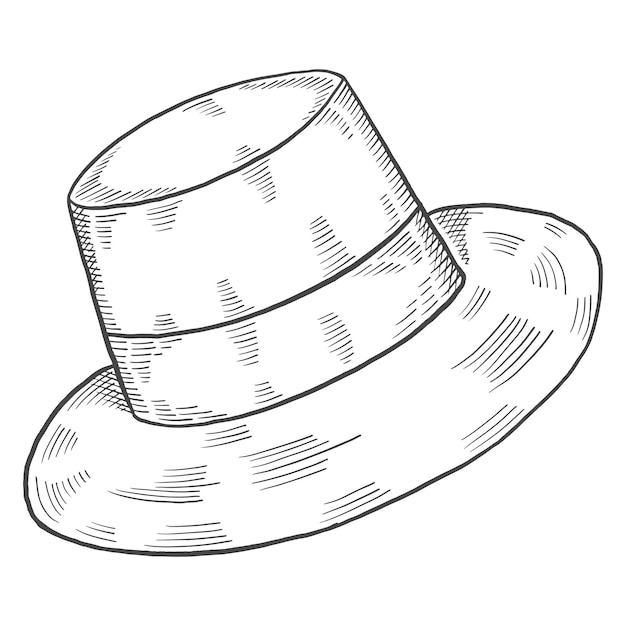 Fishing hat isolated doodle hand drawn sketch with outline style