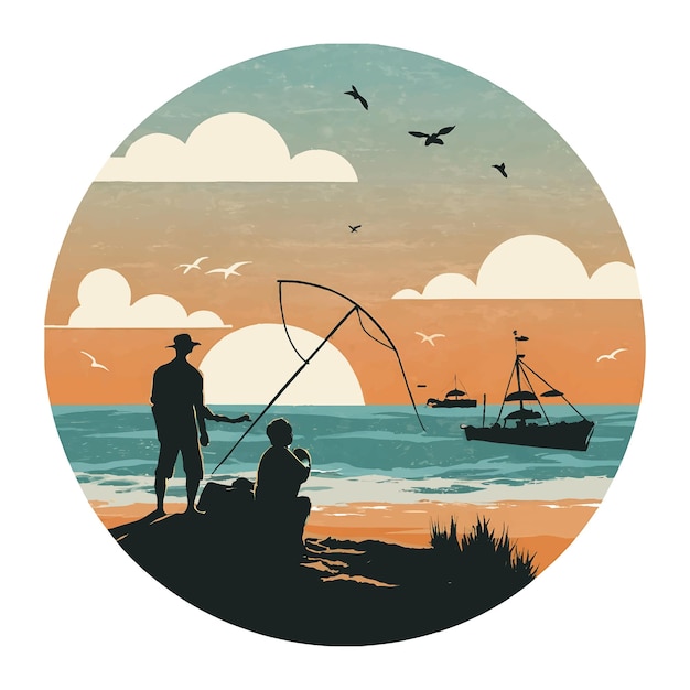 Fishing illustration T shirt design