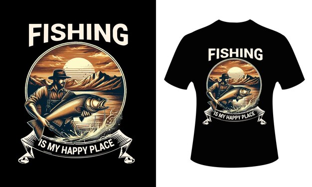 Vector fishing illustration tshirt design