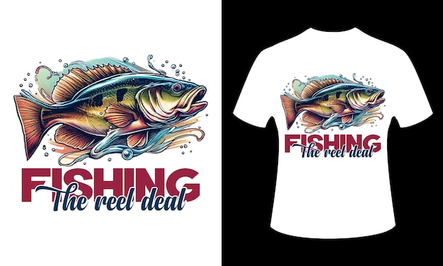 Fishing illustration vintage tshirt design Malefemale unisex tshirt design