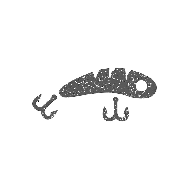 Vector fishing lure icon in grunge texture vector illustration