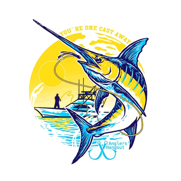 fishing marlin vector illustration