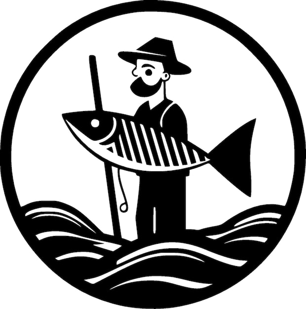 Fishing Minimalist and Flat Logo Vector illustration