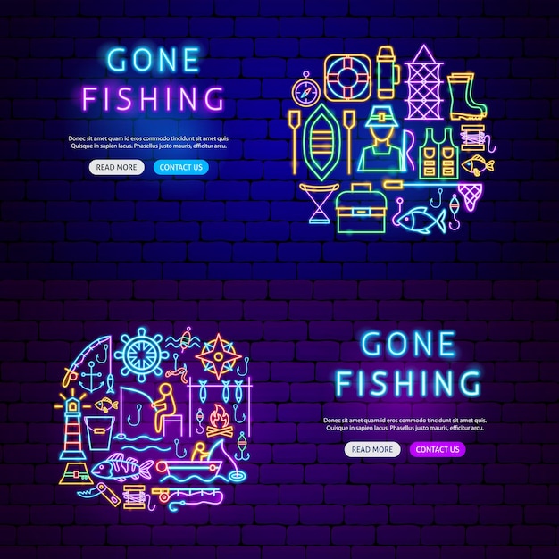 Fishing Neon Banners