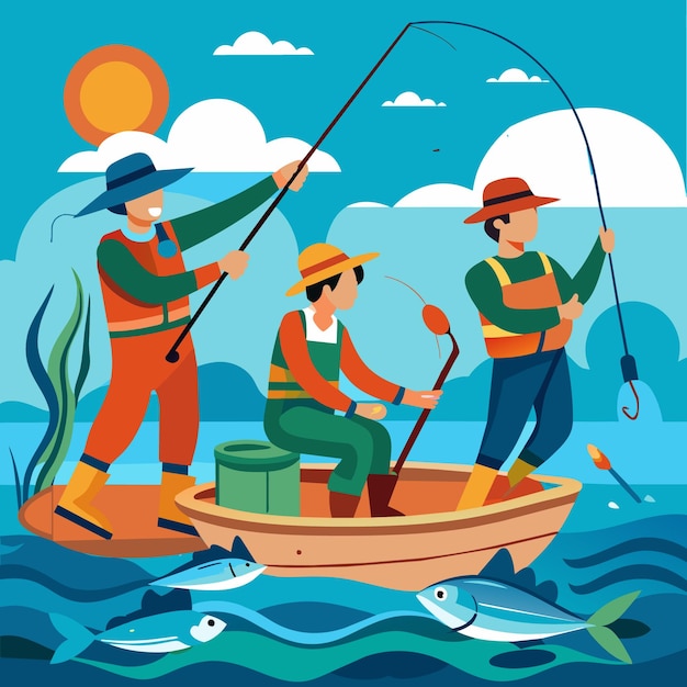 fishing people vector illustration