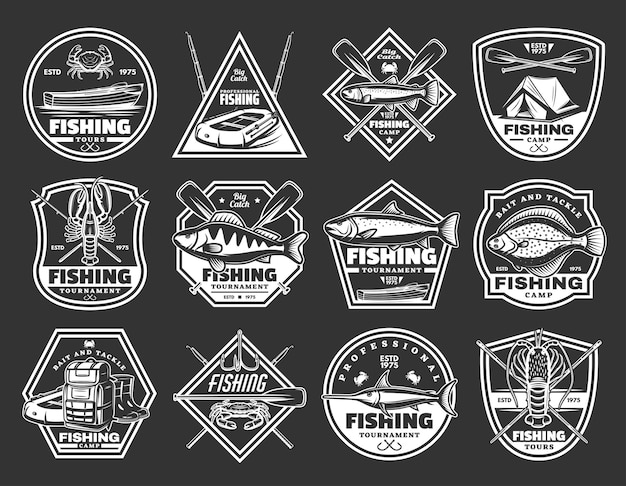 Vector fishing port and fisher vector icons