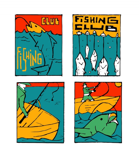 Fishing poster set