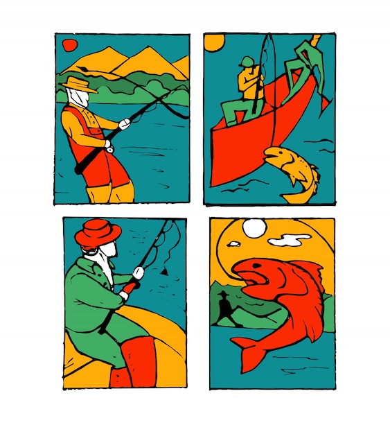 Fishing poster set