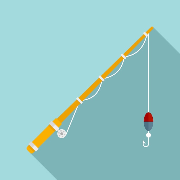 Fishing rod icon Flat illustration of fishing rod vector icon for web design