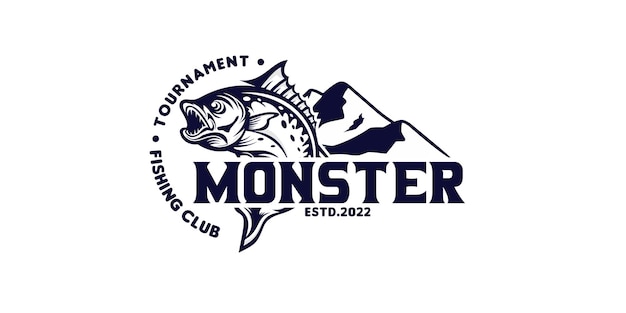 Fishing tournament vintage logo template