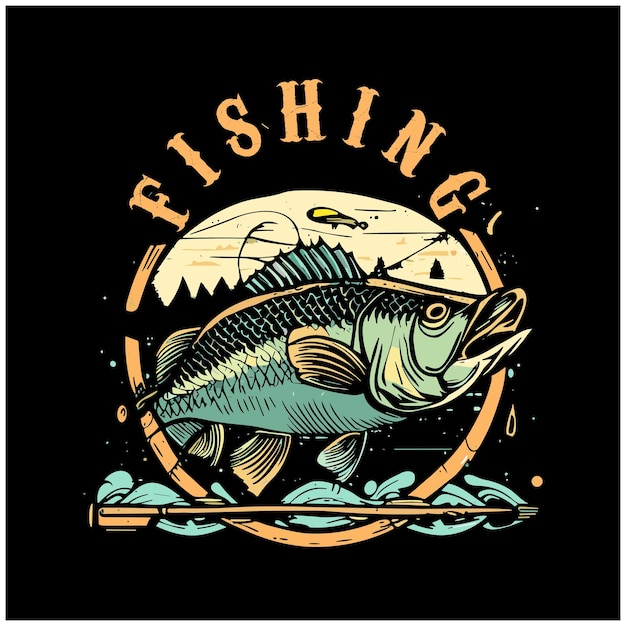 Fishing Vintage TShirt Design Template