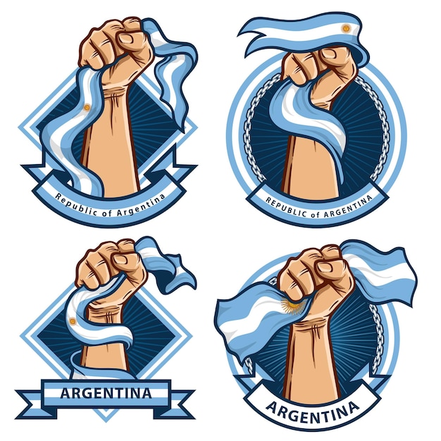 fist hands with argentina flag illustration