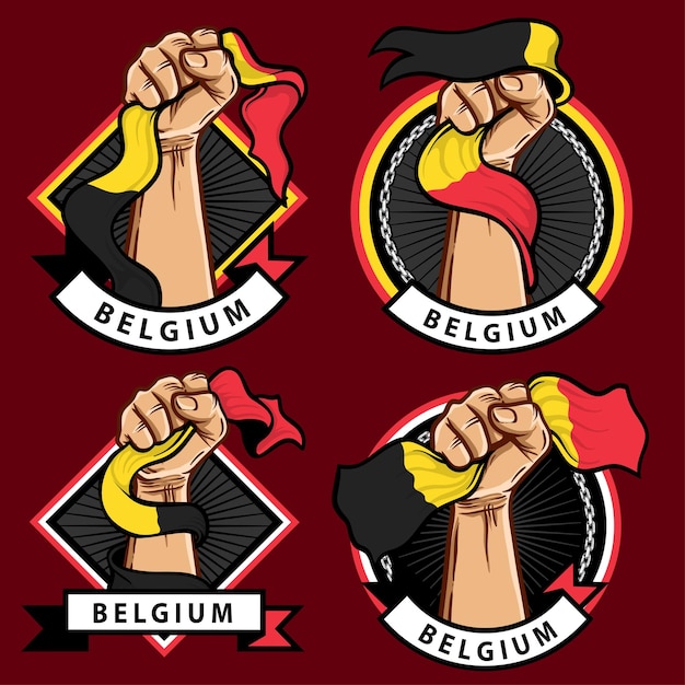 fist hands with belgium flag illustration