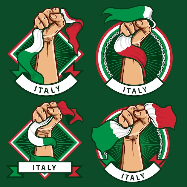 fist hands with italy flag illustration