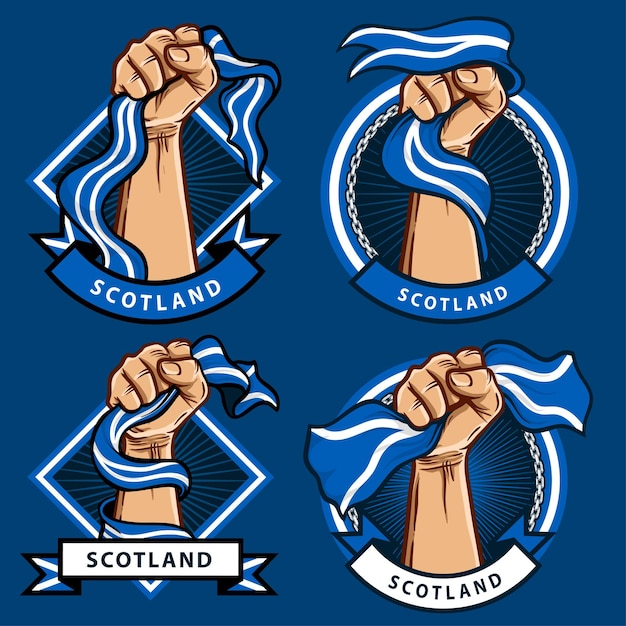 fist hands with scotland flag illustration