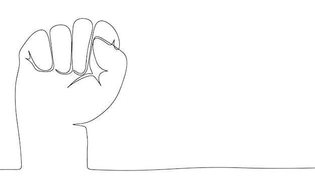 Fist human One line continuous freedom banner concept Line art outline minimal vector illustrati