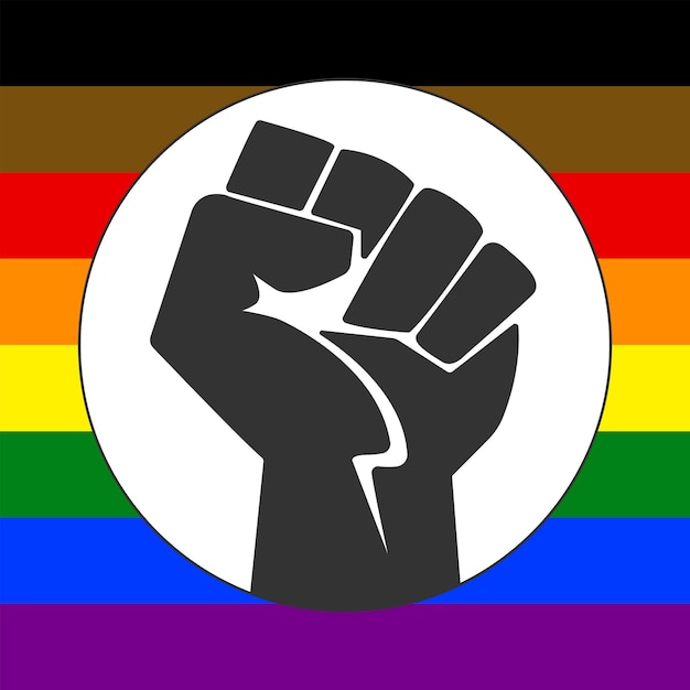 Fist sign on rainbow background BLM symbol modern simple vector icon