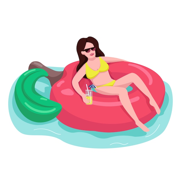 Fit woman in sunglasses  color  faceless character.