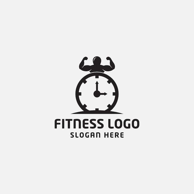 Fitness clock logo icon design template