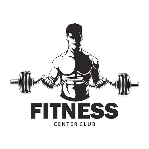 Fitness Club emblem or logo design Training man