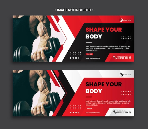 Vector fitness facebook cover and web banner template