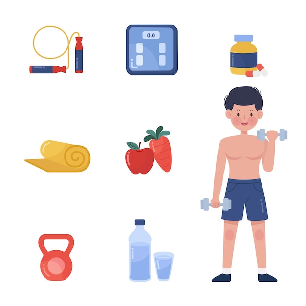 Fitness flat elements set