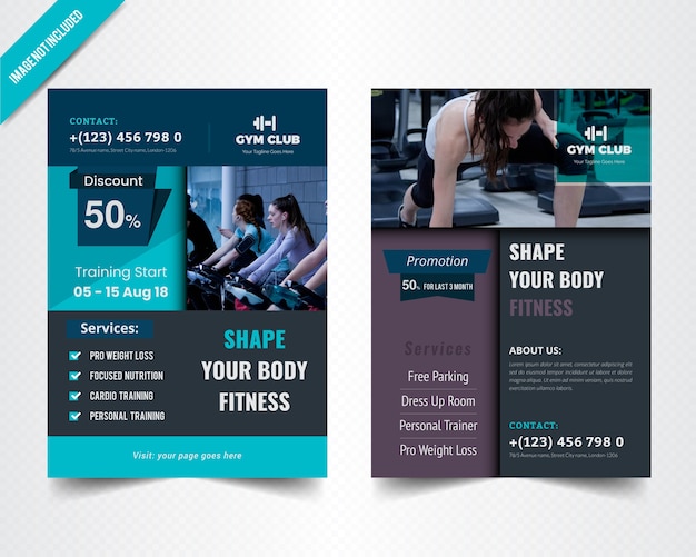 Vector fitness flyer template for gymnesium