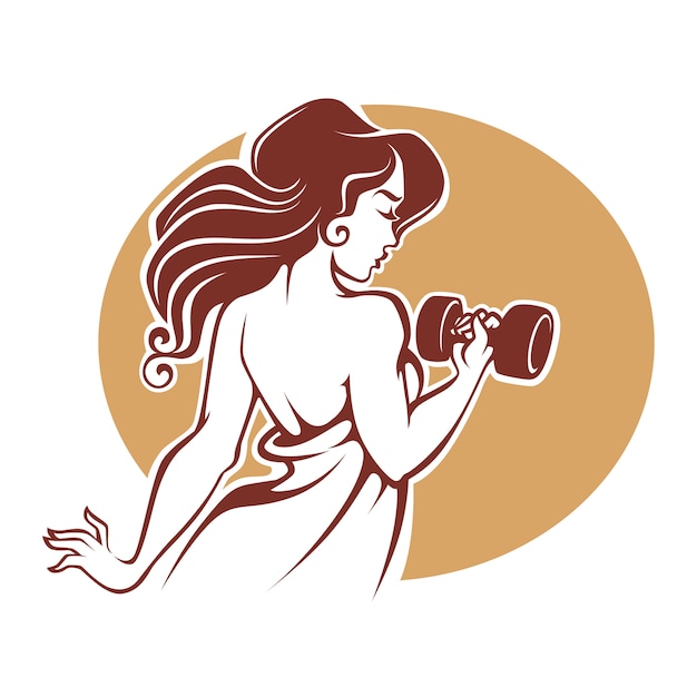 Fitness goddes,  female gym logo template in antique style