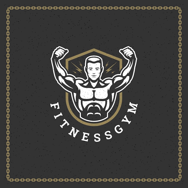 Fitness gym badge or emblem vector illustration