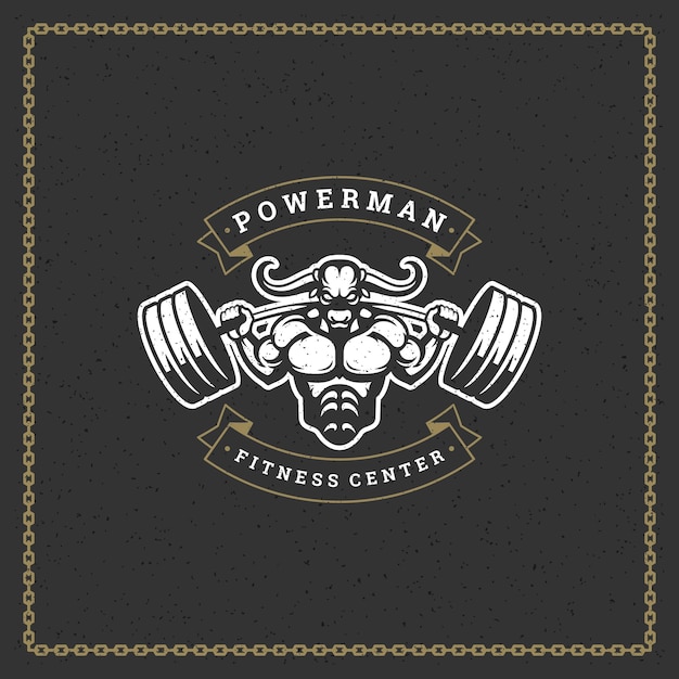 Fitness gym badge or emblem vector illustration