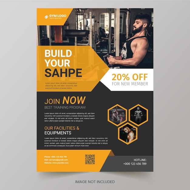 Fitness or gym flyer design template