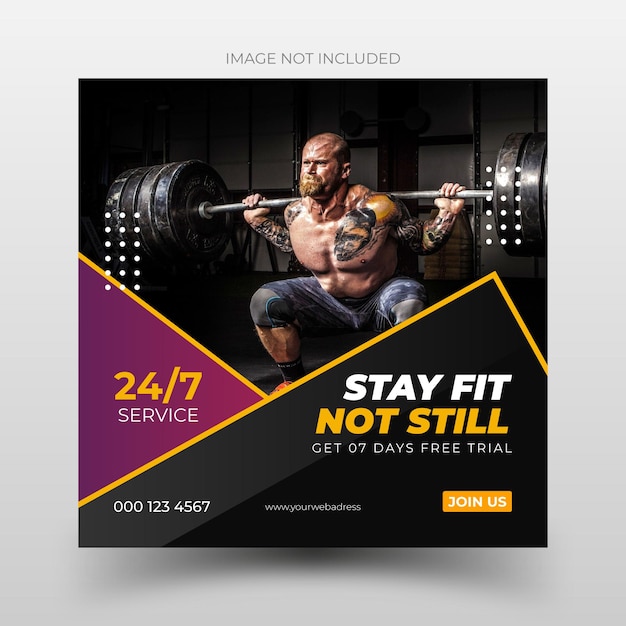 Vector fitness gym flyer social media post web banner premium vector