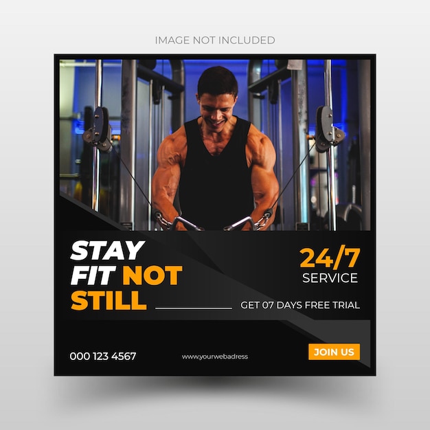 Fitness gym flyer social media post and web banner template Premium Vector