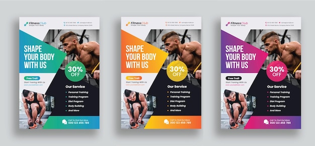 Vector fitness gym flyer template modern abstract fitness and gym flyer template sports flyer