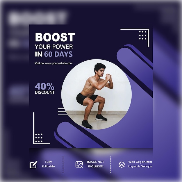 Fitness gym flyer web banner and social media post template