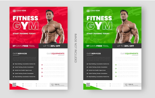 Fitness gym or gym and fitness flyer design template