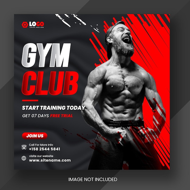 Fitness gym or gym and fitness social media and instagram or facebook post amp web banner design