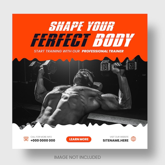 Fitness gym or gym and fitness social media and instagram or facebook post amp web banner design