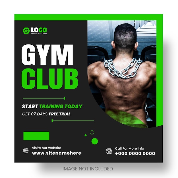 Fitness gym or gym and fitness social media and instagram or facebook post amp web banner design