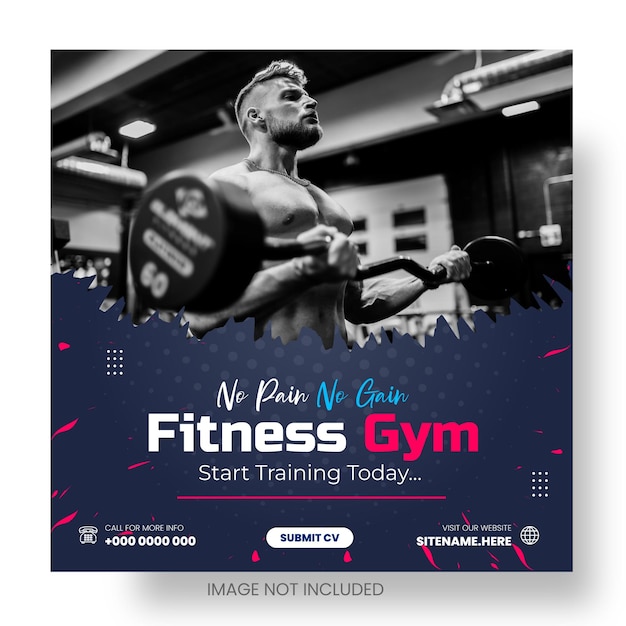 Vector fitness gym or gym and fitness social media and instagram or facebook post amp web banner design