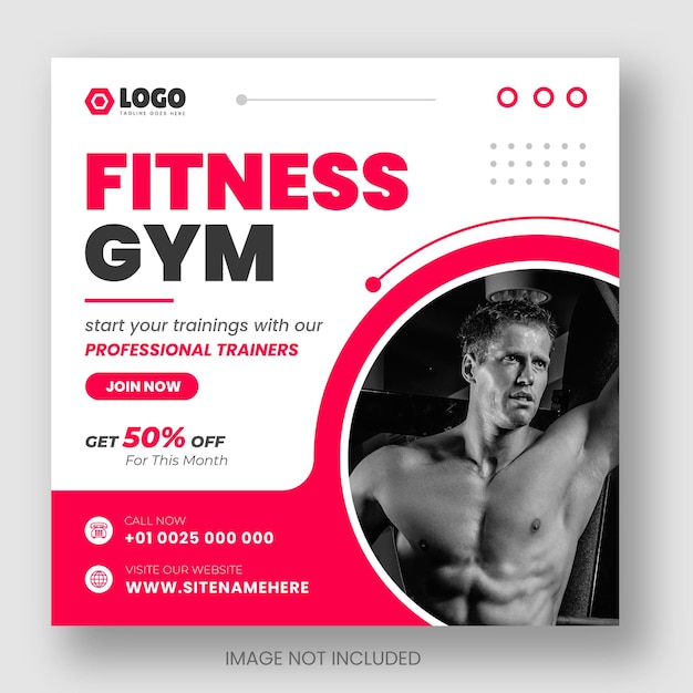 fitness gym or gym and fitness social media and instagram or facebook post amp web banner design