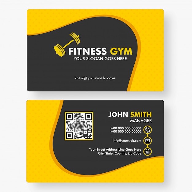 Fitness Gym horizontal template or business card 