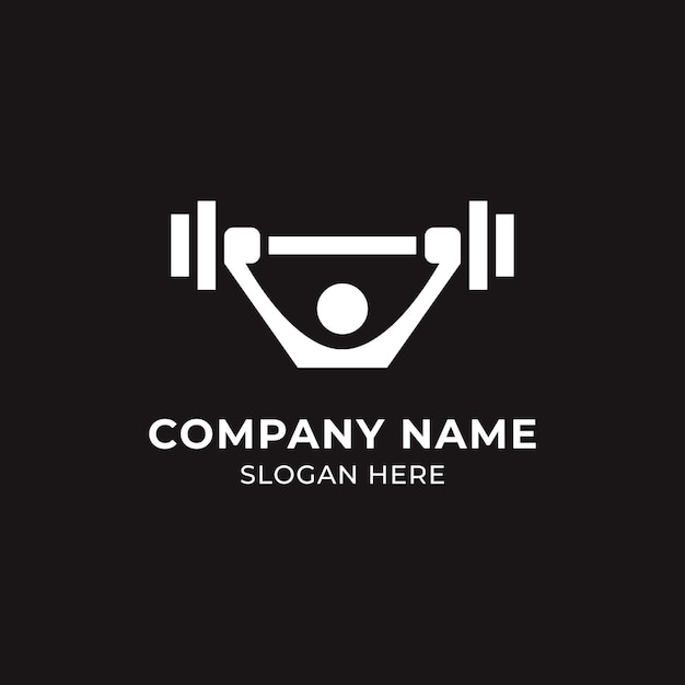 Fitness gym logo with barbell and people concept logo design vector illustration