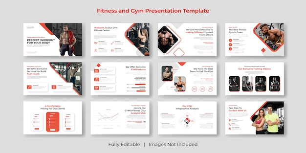 Fitness gym PowerPoint presentation slide template set design