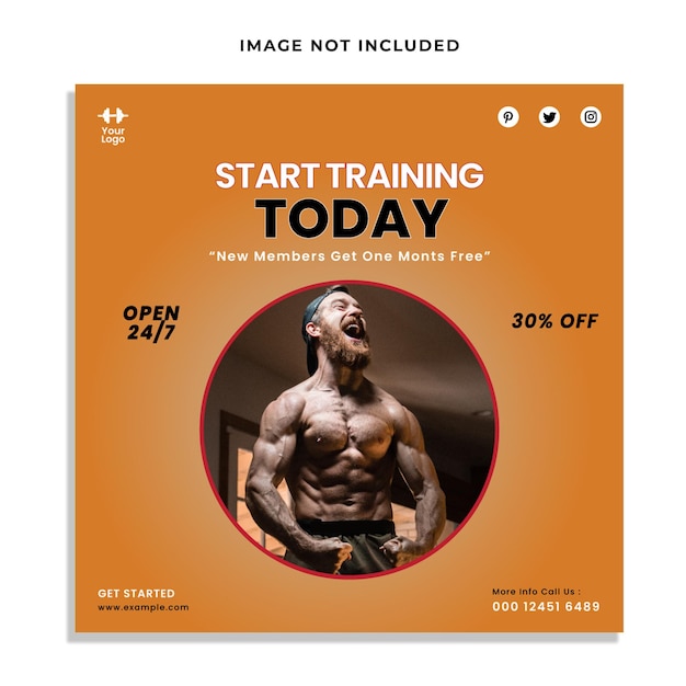 Fitness gym shape your body social media and instagram post template Premium Vector