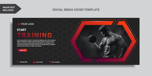 Vector fitness and gym social media cover design or web banner template