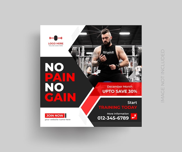 Fitness gym social media facebook post banner template instagram Promotion design