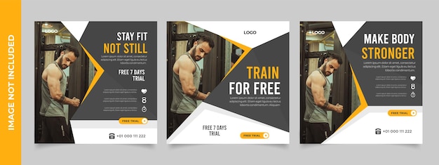 Fitness gym social media post banner square flyer template