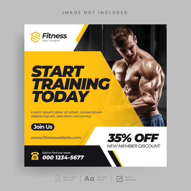 Fitness and gym social media post or flyer design template