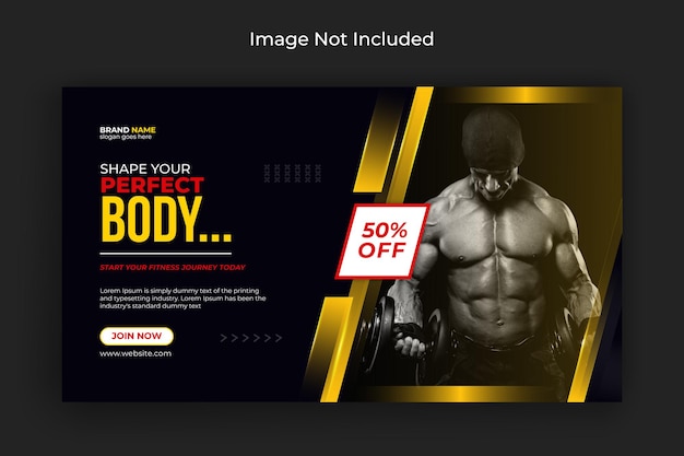 Fitness gym social media post flyer facebook cover and web banner premium vector